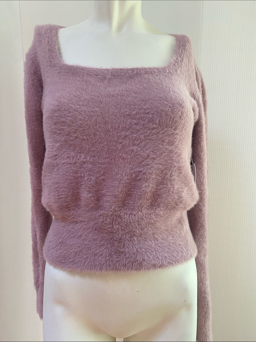 Astr Fuzzy Off-the-Shoulder Sweater - Dusty Mauve